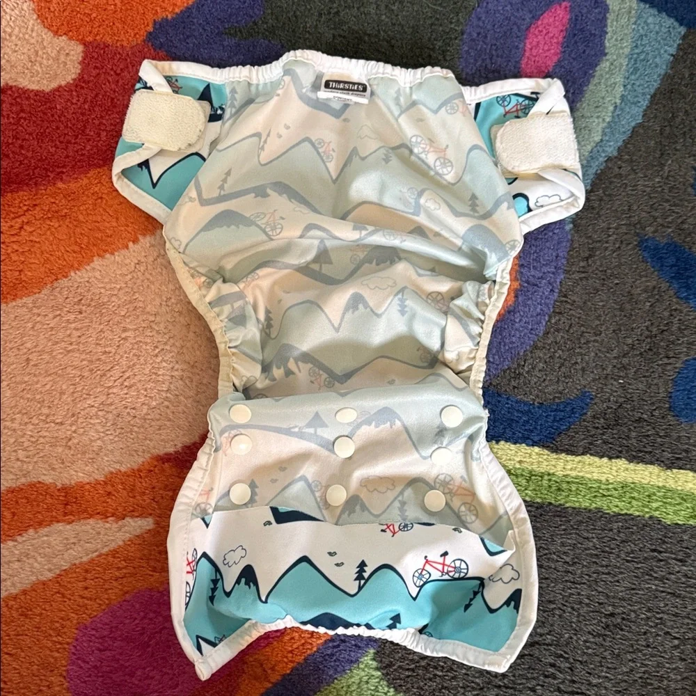 Thirsties diaper cover, GUC, size Two, Velcro closure, adjustable snaps